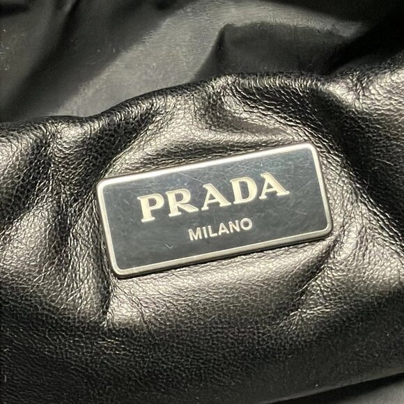 Auth PRADA Nappa Bomber BN2647 Black Leather Tote Bag - Picture 8 of 16